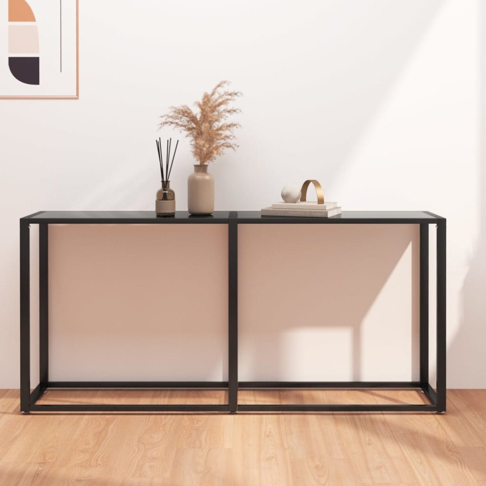 vidaXL Konsolbord svart 160x35x75,5 cm härdat glas