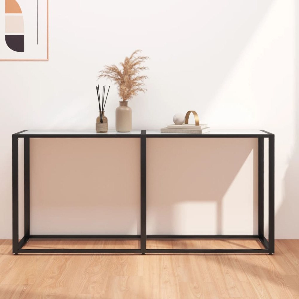 vidaXL Konsolbord vit marmor 160x35x75,5 cm härdat glas