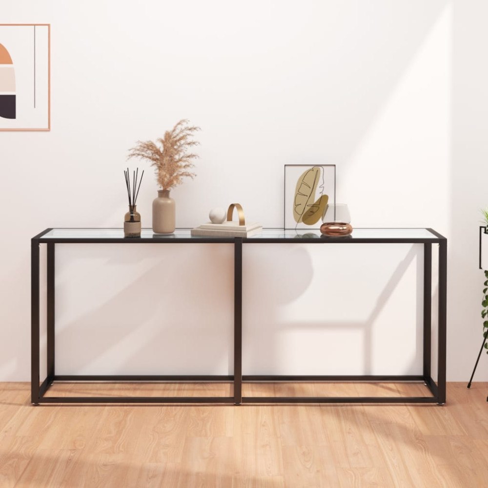 vidaXL Konsolbord transparent 180x35x75,5 cm härdat glas