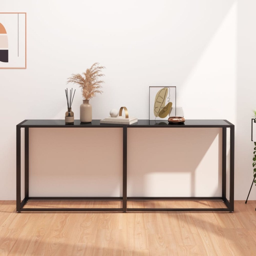 vidaXL Konsolbord svart 180x35x75,5 cm härdat glas