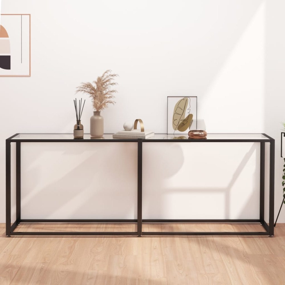 vidaXL Konsolbord transparent 200x35x75,5 cm härdat glas