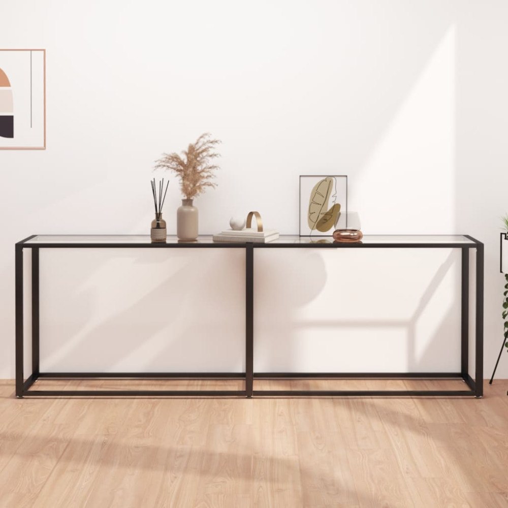 vidaXL Konsolbord transparent 220x35x75,5 cm härdat glas
