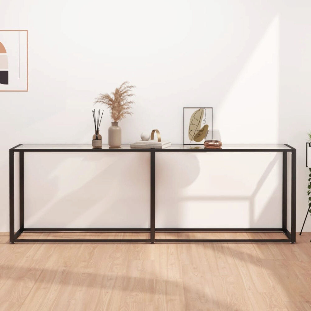 vidaXL Konsolbord transparent 220x35x75,5 cm härdat glas