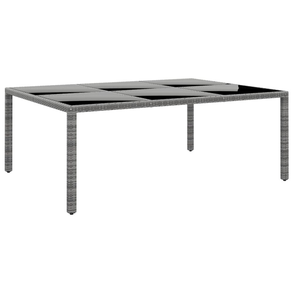 vidaXL Trädgårdsbord 200x150x75 cm härdat glas och konstrotting grå