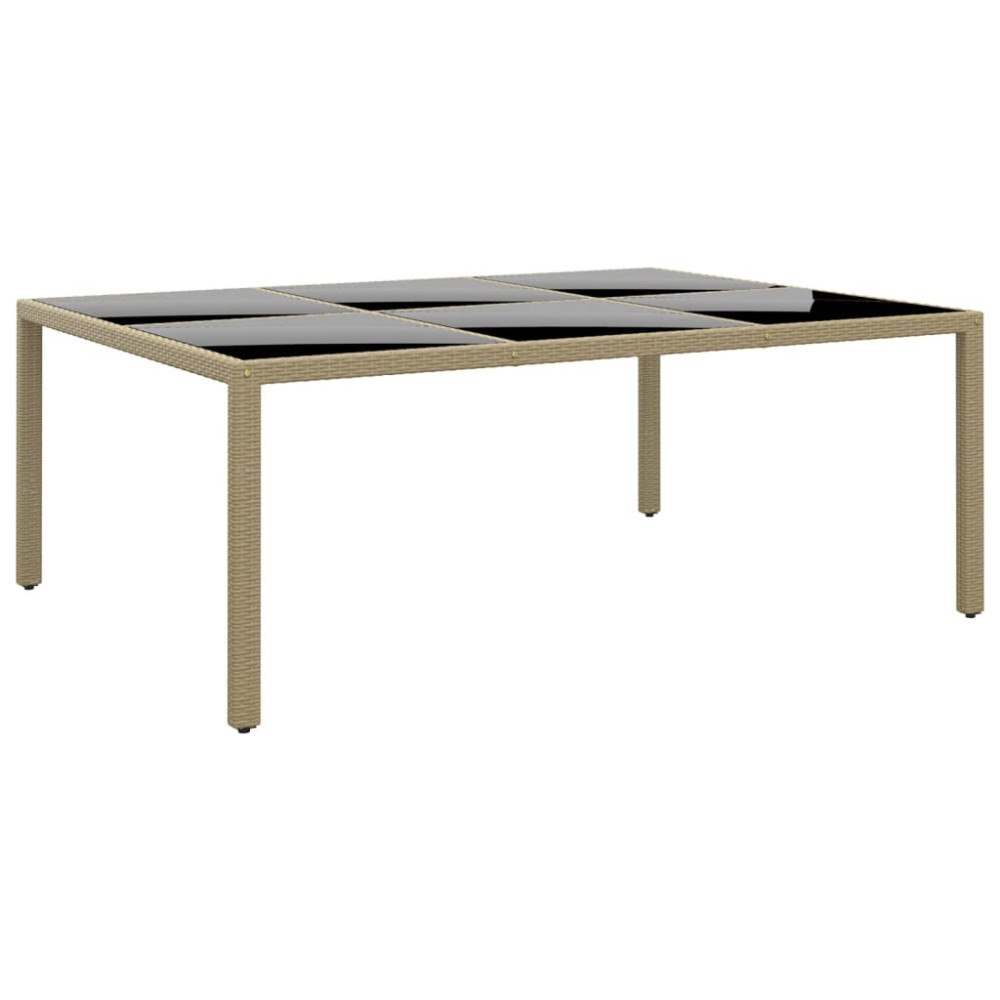 vidaXL Utebord 200x150x75 cm härdat glas och konstrotting beige
