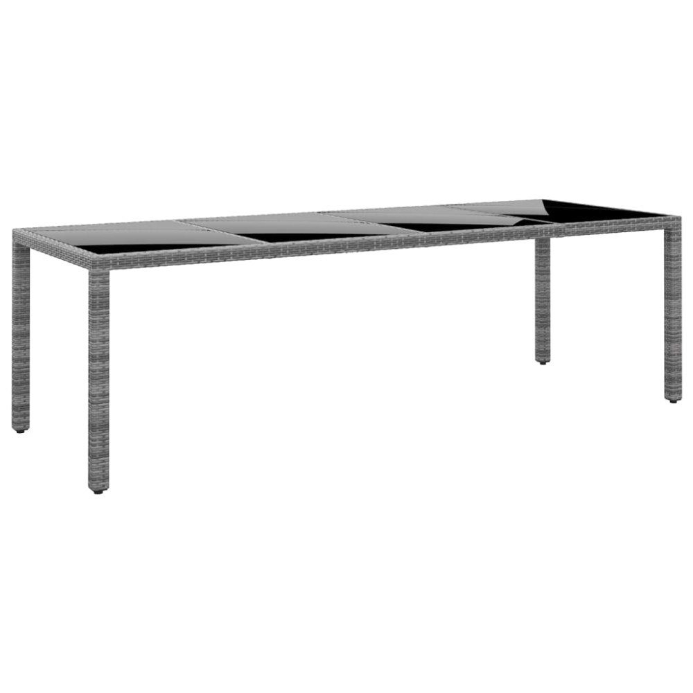 vidaXL Trädgårdsbord 250x100x75 cm härdat glas och konstrotting grå
