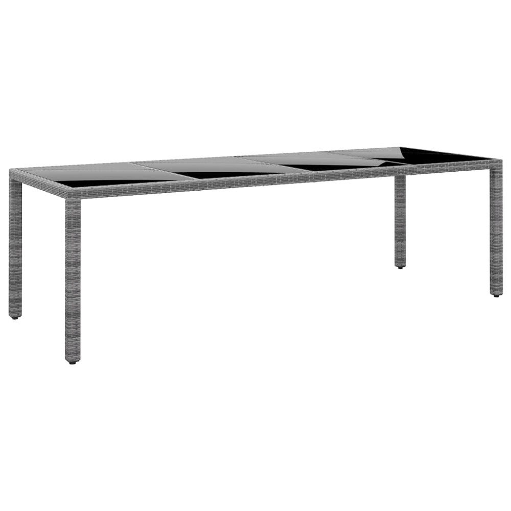 vidaXL Trädgårdsbord 250x100x75 cm härdat glas och konstrotting grå