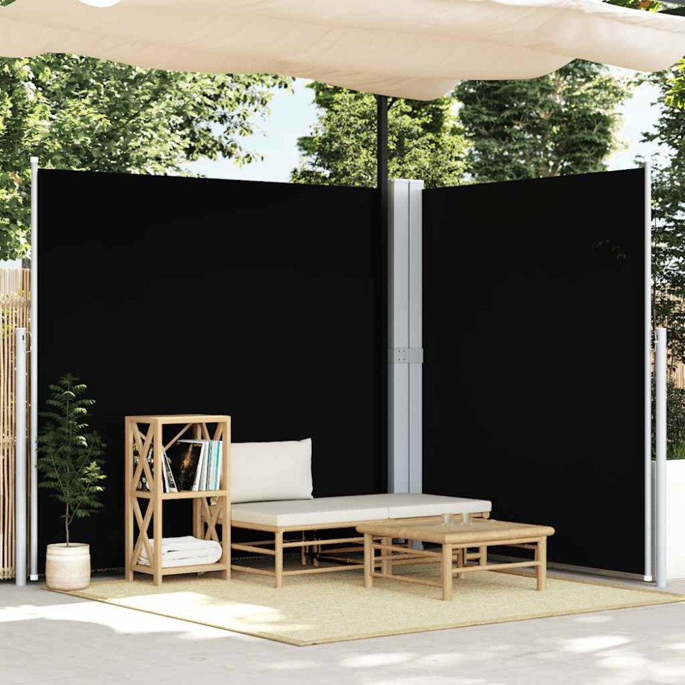 vidaXL Infällbar sidomarkis 200x600 cm svart