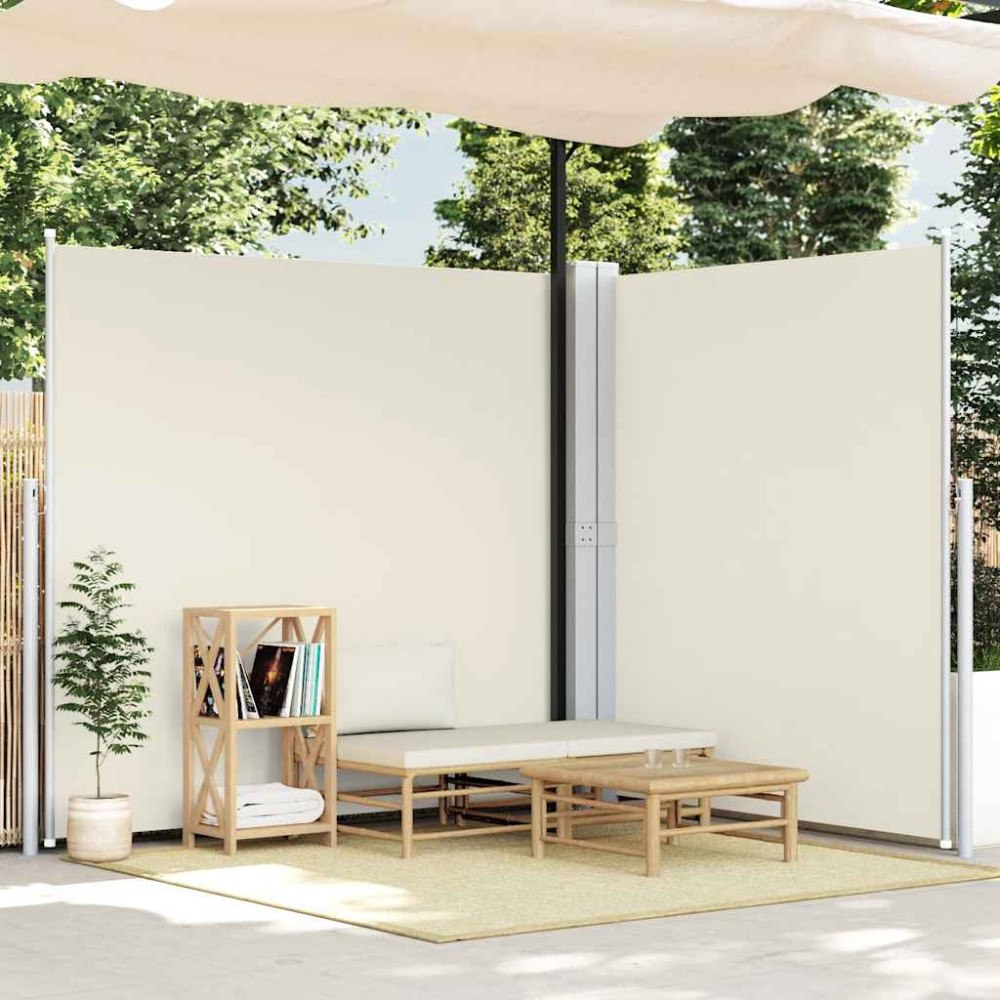 vidaXL Infällbar sidomarkis 220x600 cm gräddvit