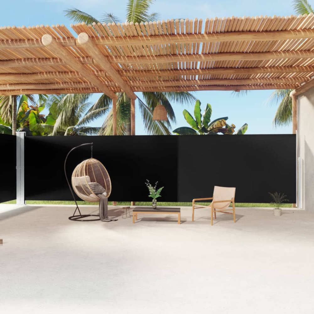 vidaXL Infällbar sidomarkis svart 200x1200 cm