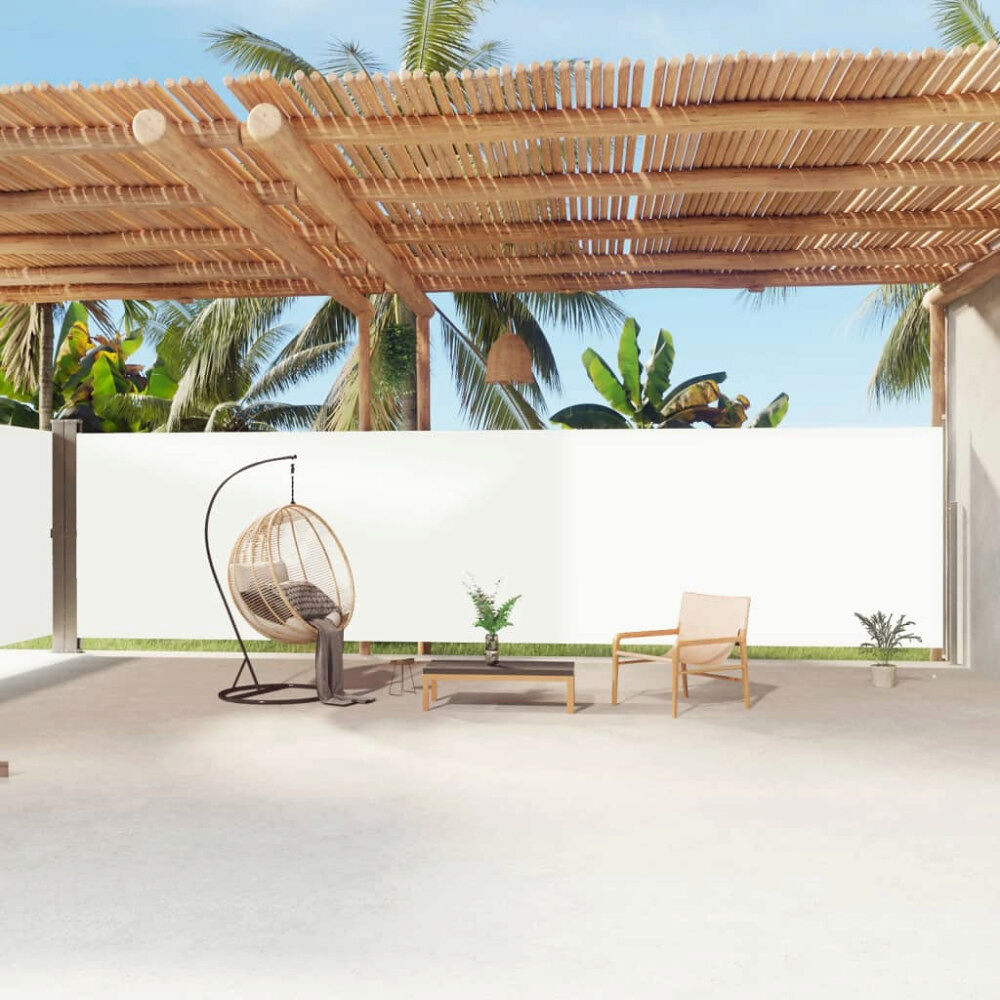 vidaXL Infällbar sidomarkis gräddvit 200x1200 cm