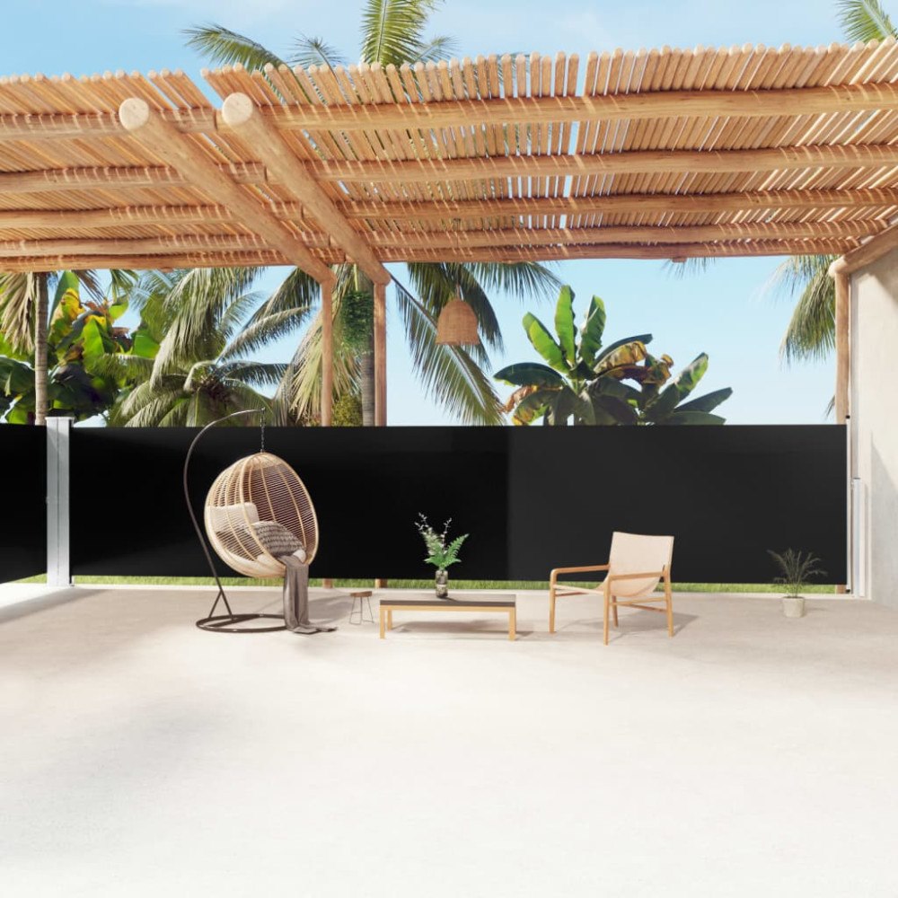 vidaXL Infällbar sidomarkis svart 160x1200 cm