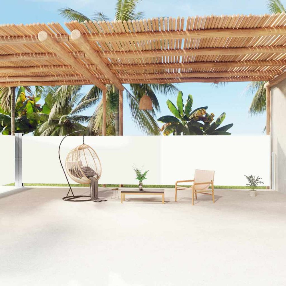 vidaXL Infällbar sidomarkis gräddvit 160x1200 cm