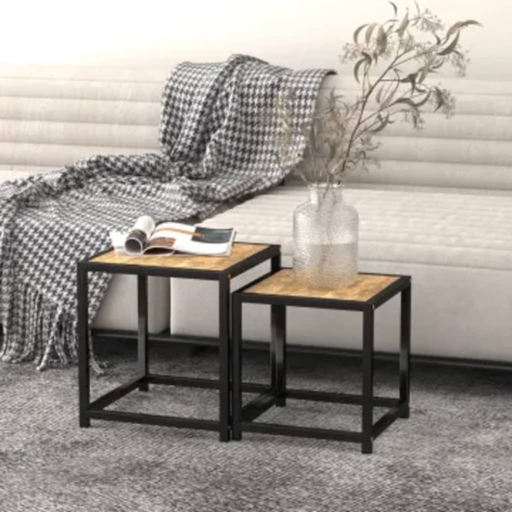 vidaXL Tebord 2 st MDF svart och gul
