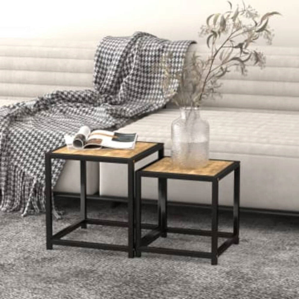 vidaXL Tebord 2 st MDF svart och gul