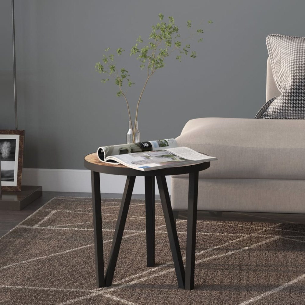 vidaXL Tebord svart och gul Ø35 cm MDF