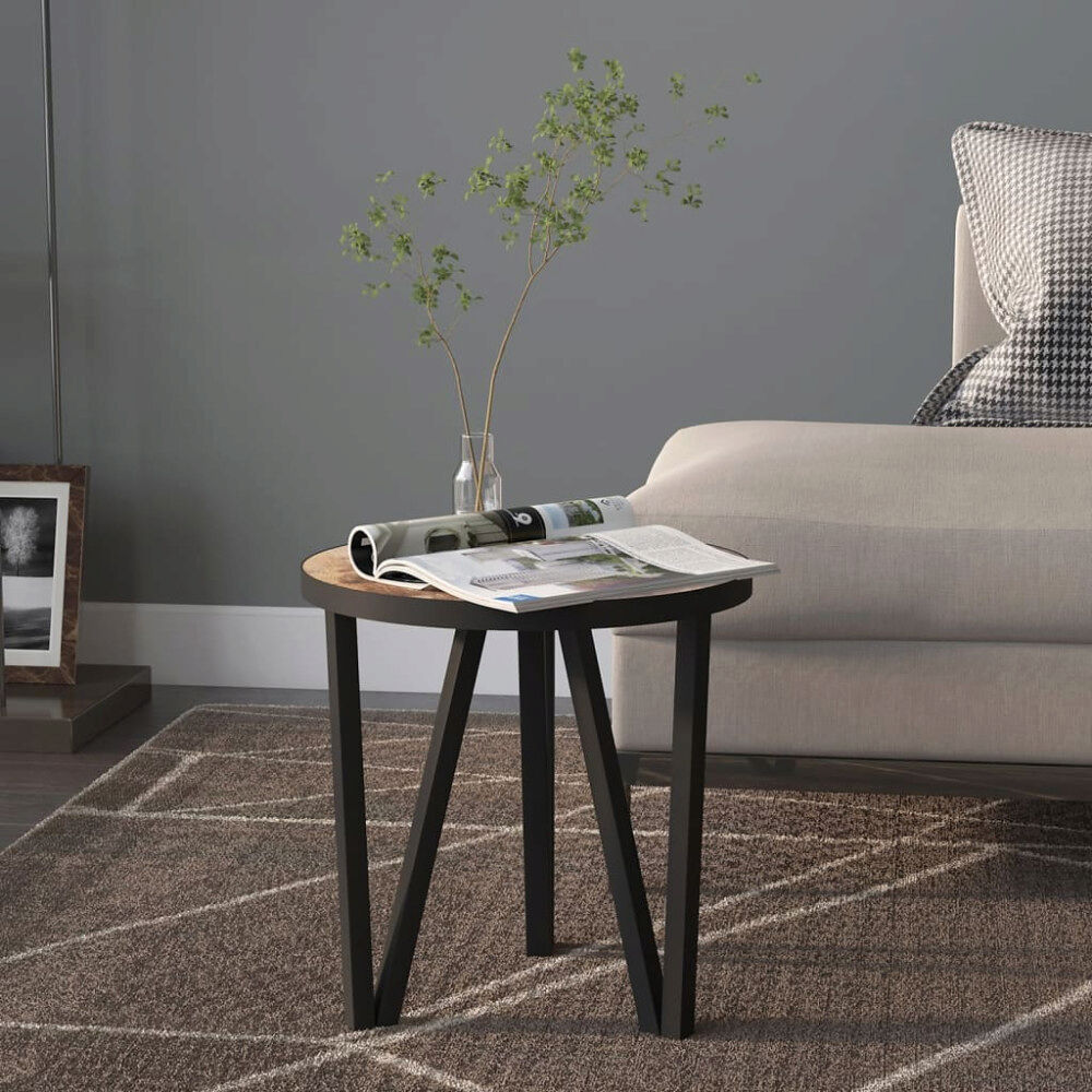 vidaXL Tebord svart och gul Ø35 cm MDF