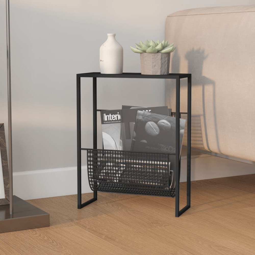 vidaXL Tidningsställ svart 35x15x45 cm stål