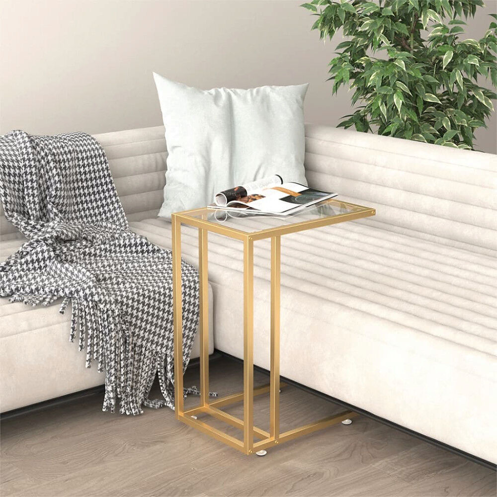 vidaXL Sidobord till datorbord genomskinligt 50x35x65 cm härdat glas