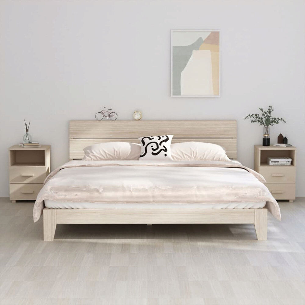 vidaXL Sängbord HAMAR 2 st honungsbrun 40x35x62 cm massivt trä
