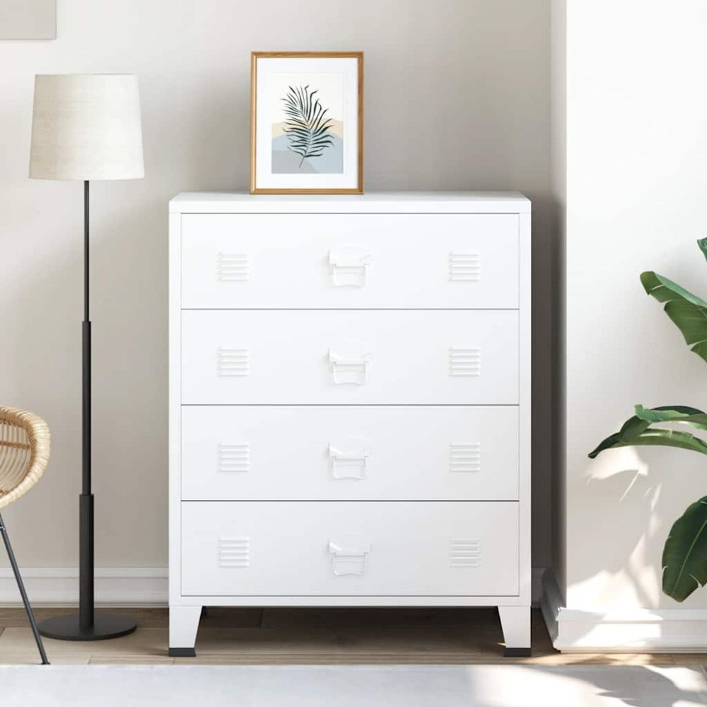 vidaXL Byrå industriell vit 78x40x93 cm metall