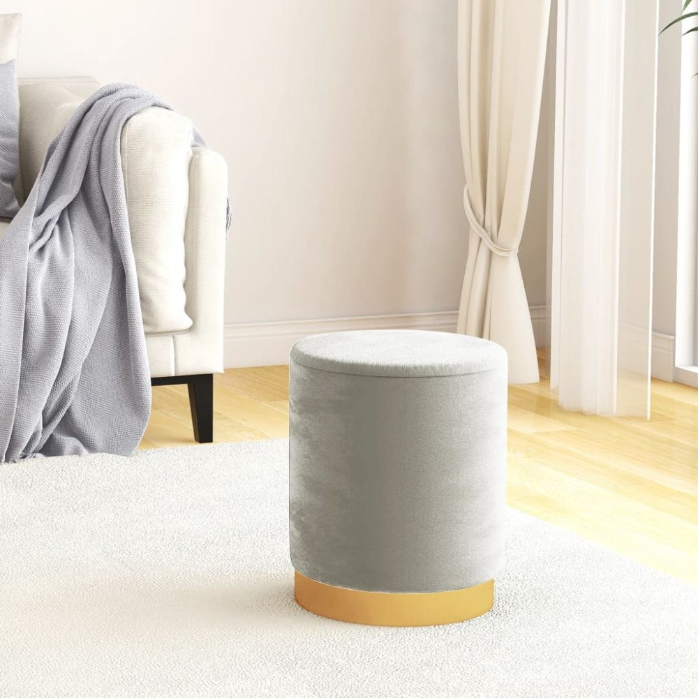 vidaXL Rund förvaringspall ljusgrå sammet 31 x 37 cm