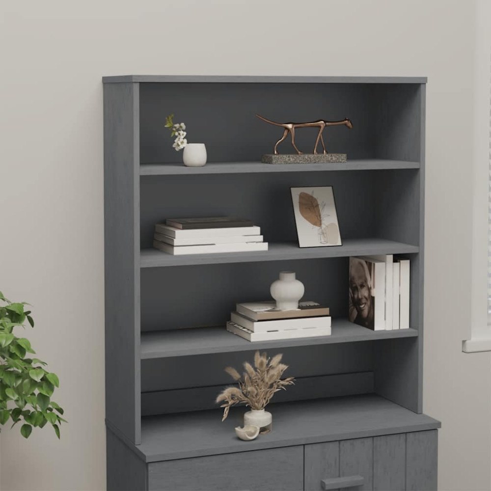vidaXL Överdel till högskåp HAMAR mörkgrå 90x30x100 cm massiv furu