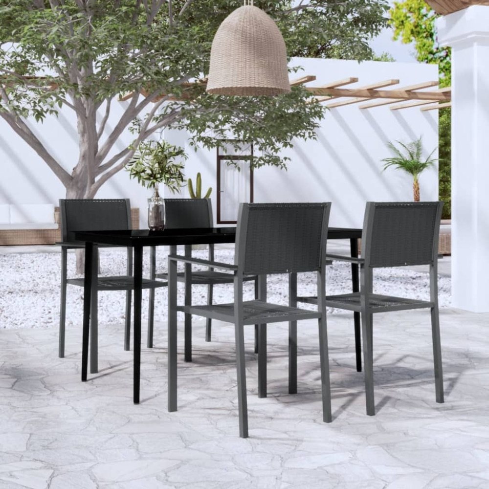 vidaXL Matgrupp för trädgården 5 delar svart