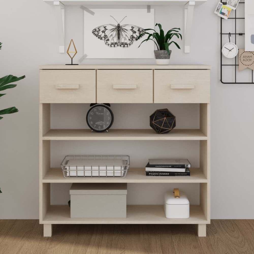 vidaXL Konsolbord HAMAR honungsbrun 90x35x90 cm massiv furu