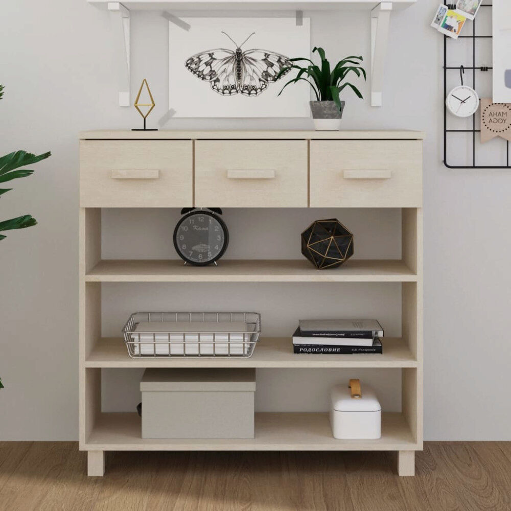 vidaXL Konsolbord HAMAR honungsbrun 90x35x90 cm massiv furu