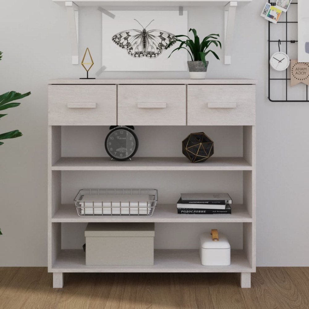 vidaXL Konsolbord HAMAR vit 90x35x90 cm massiv furu