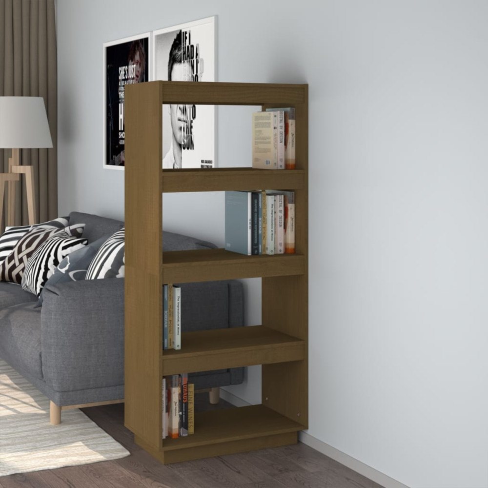 vidaXL Bokhylla/Rumsavdelare honungsbrun 60x35x135 cm massiv furu