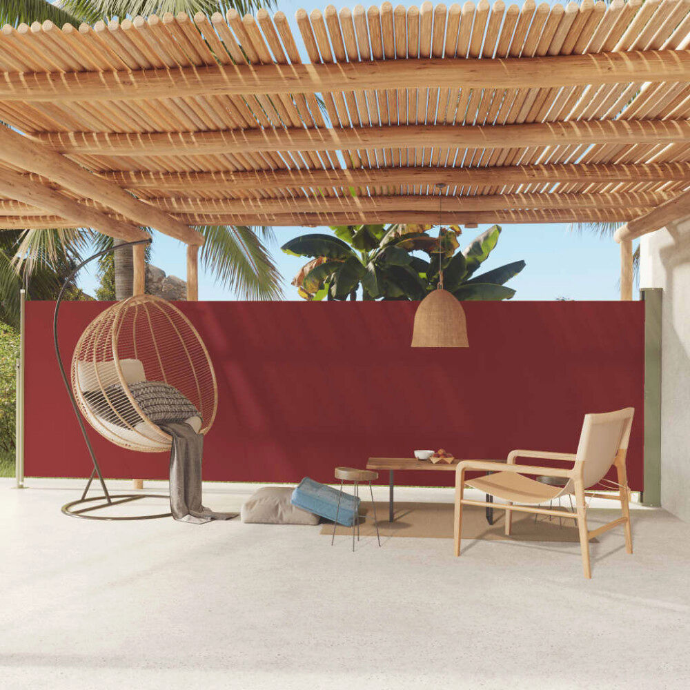 vidaXL Infällbar sidomarkis 160x600 cm röd