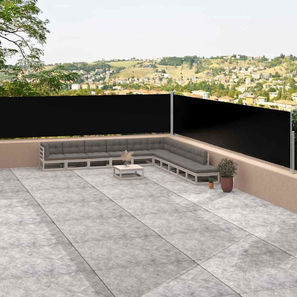 vidaXL Infällbar sidomarkis svart 117x1200 cm