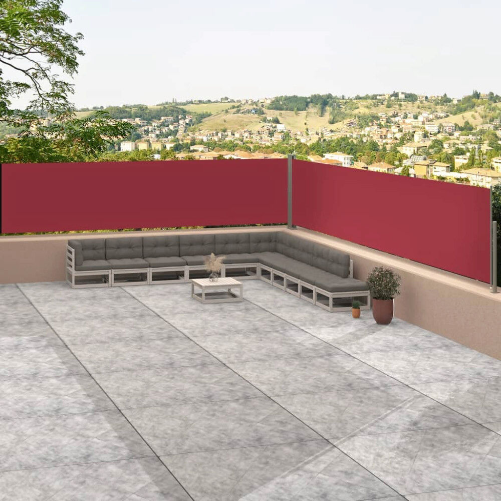 vidaXL Infällbar sidomarkis röd 117x1200 cm