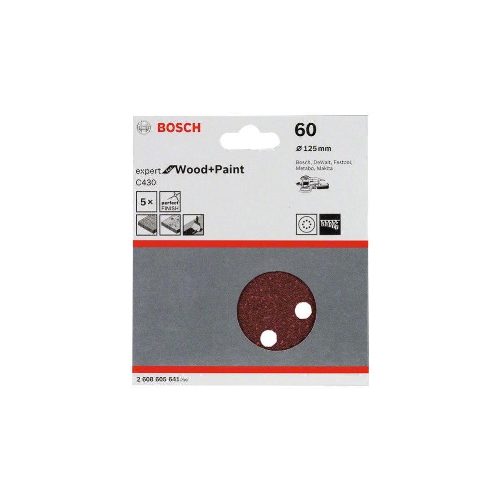 Bosch Powertools Bosch Expert for Wood and Paint C430 - sandpapperssats - för trä, målarfärg - 5 delar