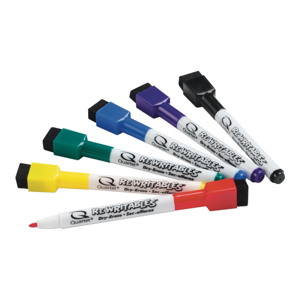 NOBO Quartet ReWritables - markering - svart, röd, blå, grön, gul, mörklila (paket om 6)