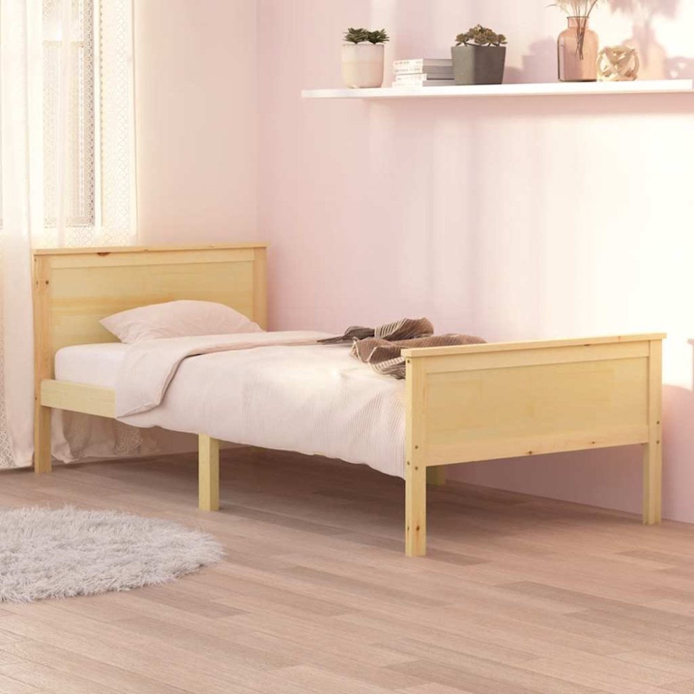 vidaXL Sängram massiv furu 90x200 cm