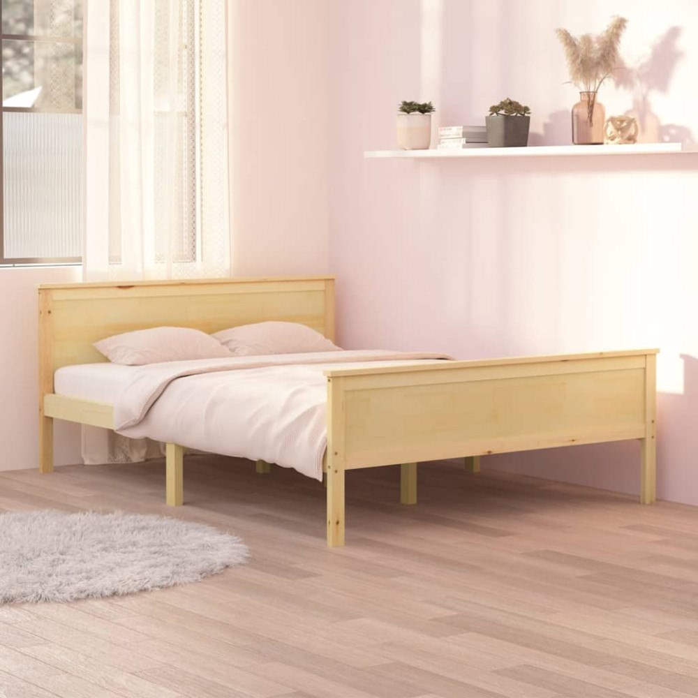 vidaXL Sängram massiv furu 120x200 cm