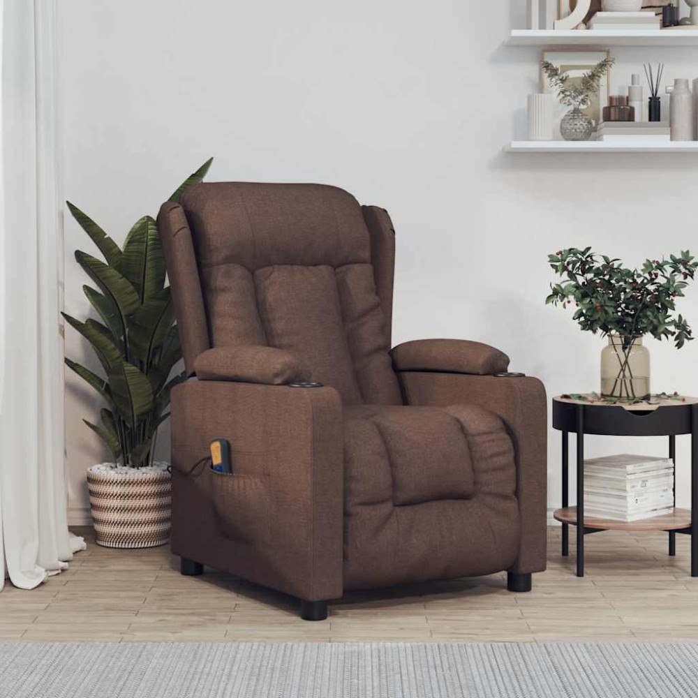 vidaXL Massagefåtölj brun tyg