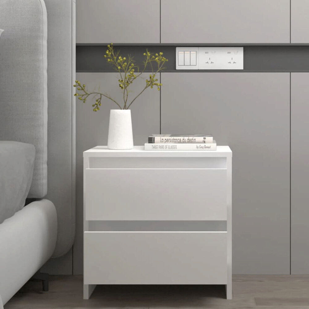 vidaXL Sängbord vit 45x34,5x44,5 cm konstruerat trä