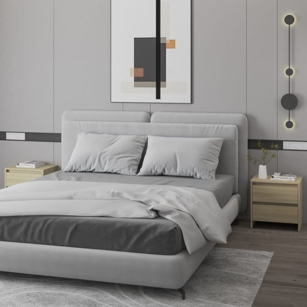 vidaXL Sängbord 2 st sonoma-ek 45x34,5x44,5 cm konstruerat trä