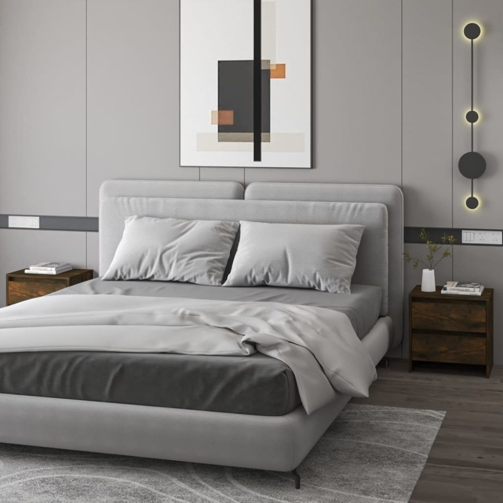 vidaXL Sängbord 2 st rökfärgad ek 45x34,5x44,5 cm konstruerat trä