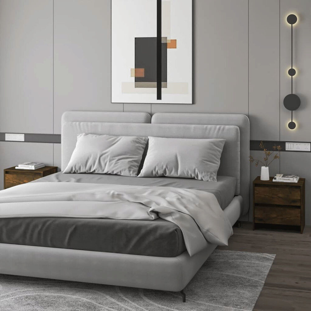 vidaXL Sängbord 2 st rökfärgad ek 45x34,5x44,5 cm konstruerat trä