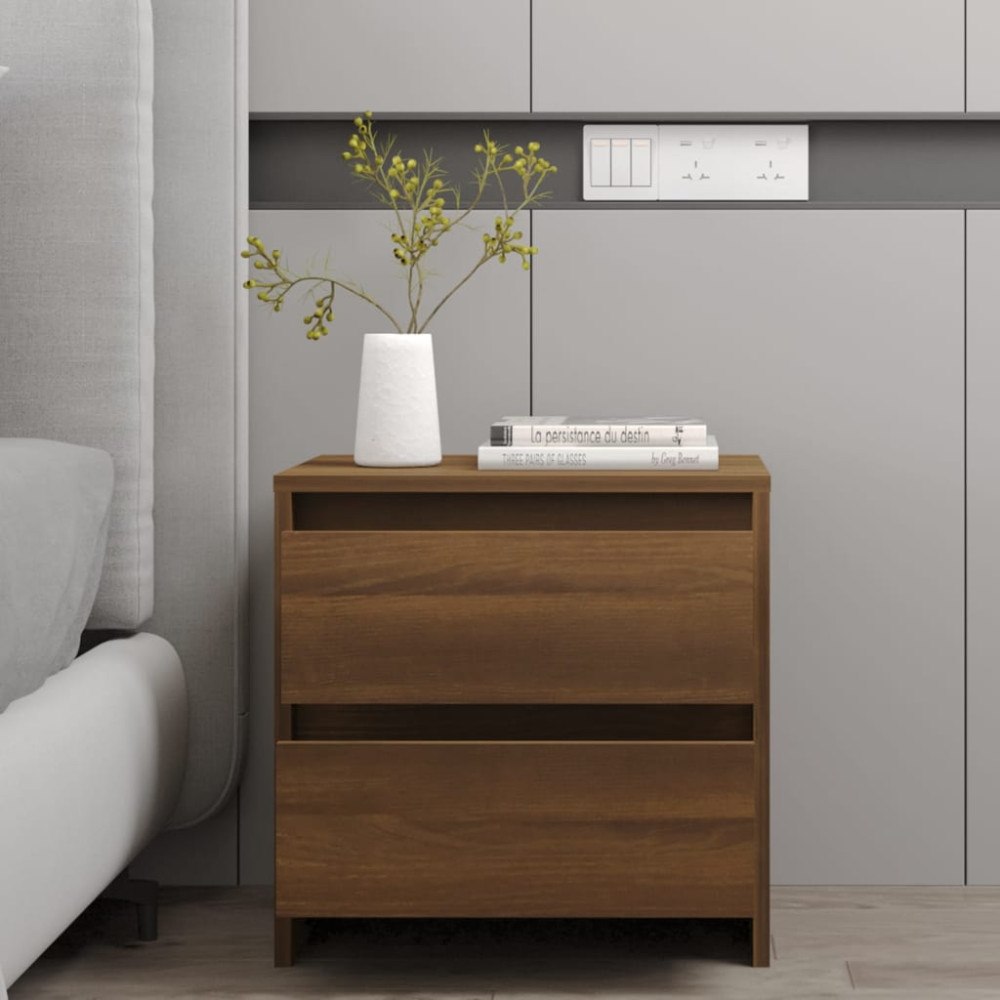 vidaXL Sängbord brun ek 45x34,5x44,5 cm konstruerat trä