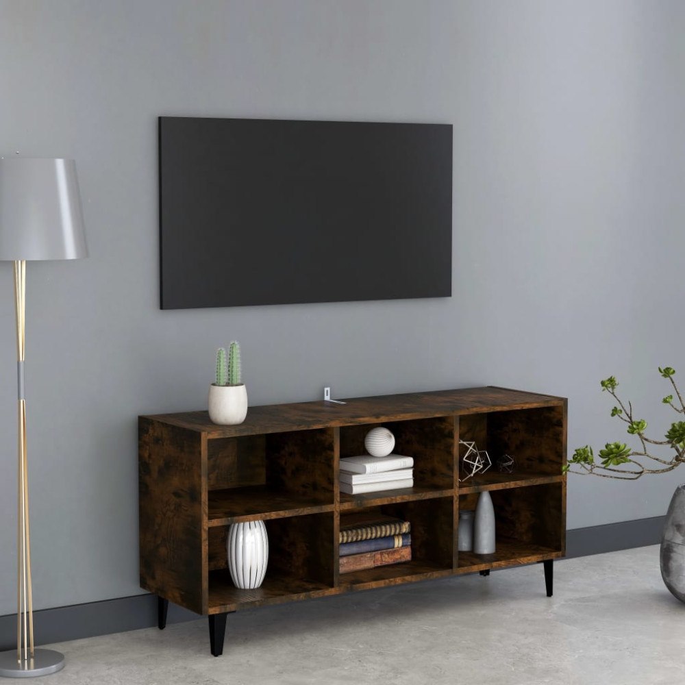 vidaXL Tv-bänk med metallben sonoma-ek 103,5x30x50 cm