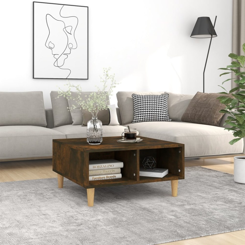 vidaXL Soffbord rökfärgad ek 60x60x30 cm konstruerat trä