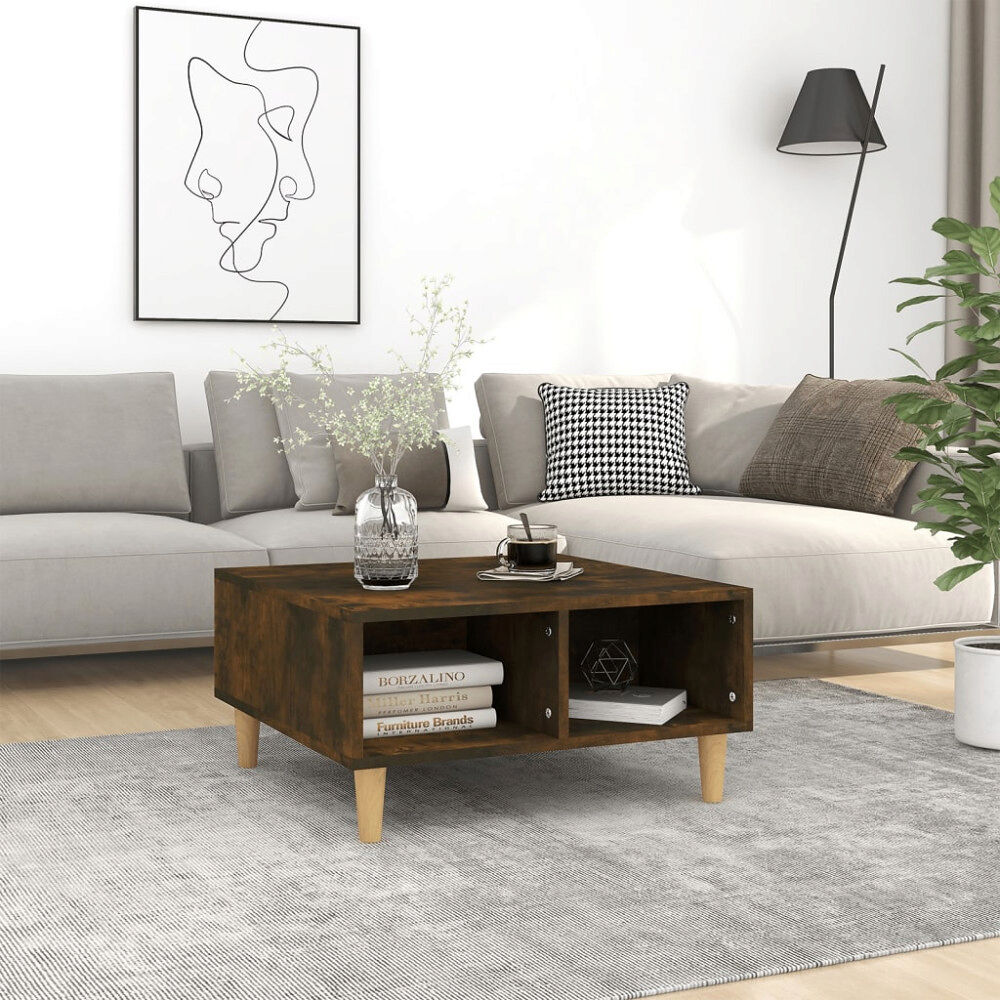 vidaXL Soffbord rökfärgad ek 60x60x30 cm konstruerat trä