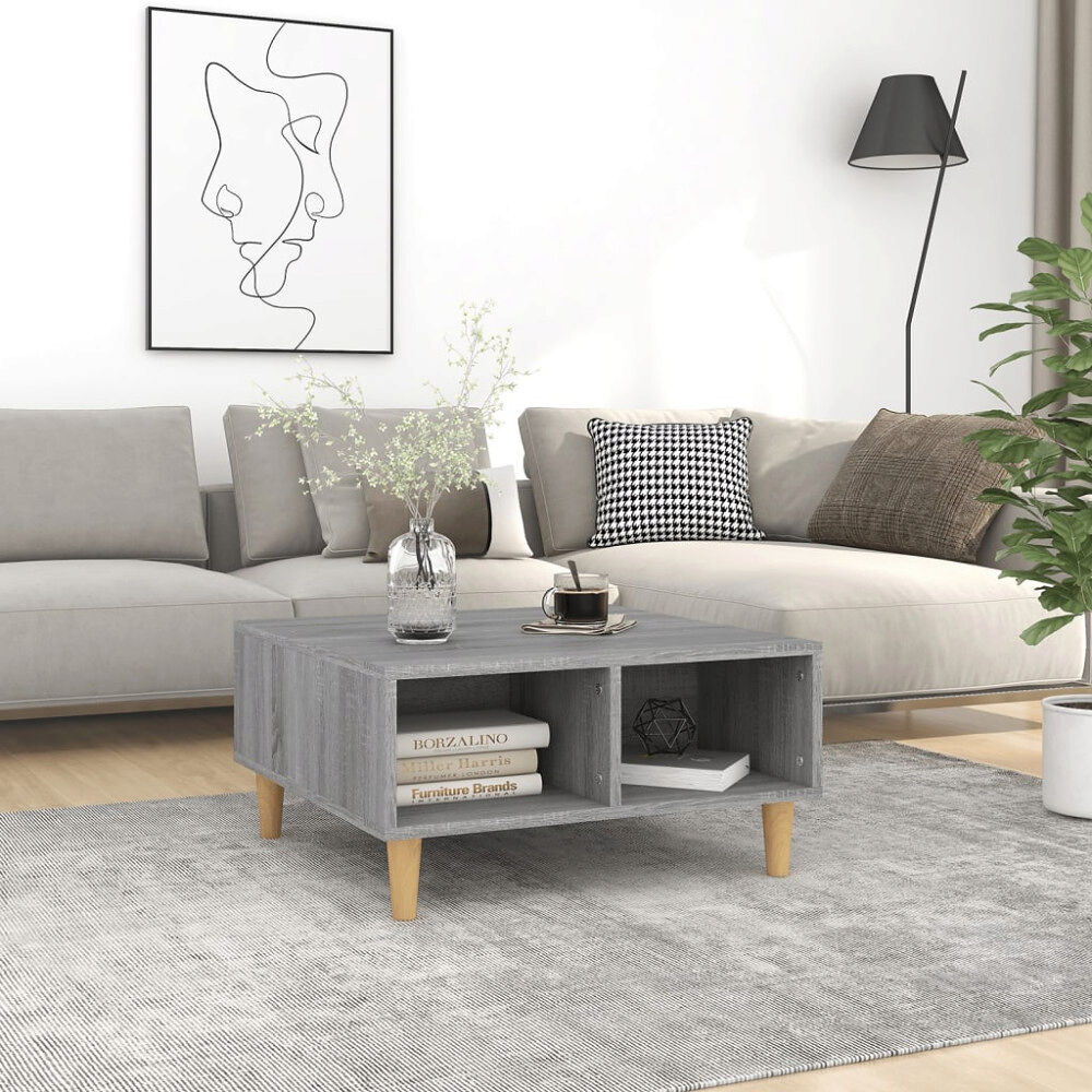 vidaXL Soffbord grå sonoma 60x60x30 cm konstruerat trä