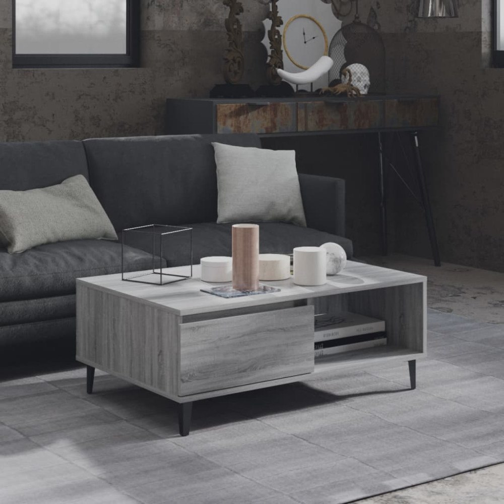 vidaXL Soffbord grå sonoma 90x60x35 cm konstruerat trä